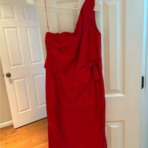 Donna Morgan Red Asymmetrical Ruffled Cocktail Dress